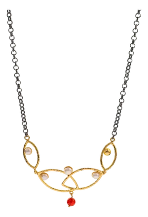 Goddess Balance Pearl & Ruby Red Necklace
