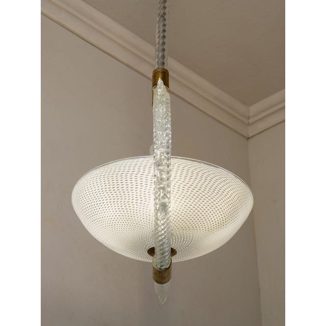 1940s Vintage Italian Murano Glass Chandelier in Reticello Glass from Barovier & Toso, 1940s For Sale - Image 5 of 12