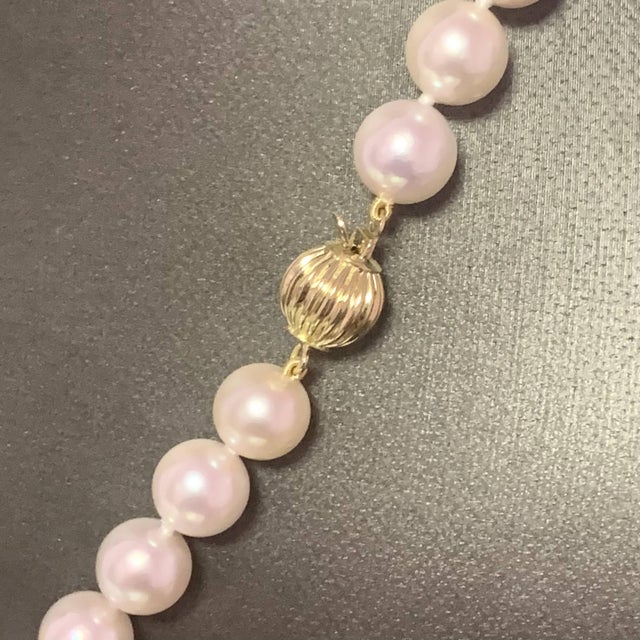 White Akoya Pearl Necklace 14k Gold 17" 8 Mm Certified For Sale - Image 8 of 9