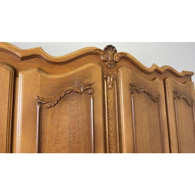 Vintage French Louis XVI Style Carved 4-Door Armoire For Sale - Image 4 of 13