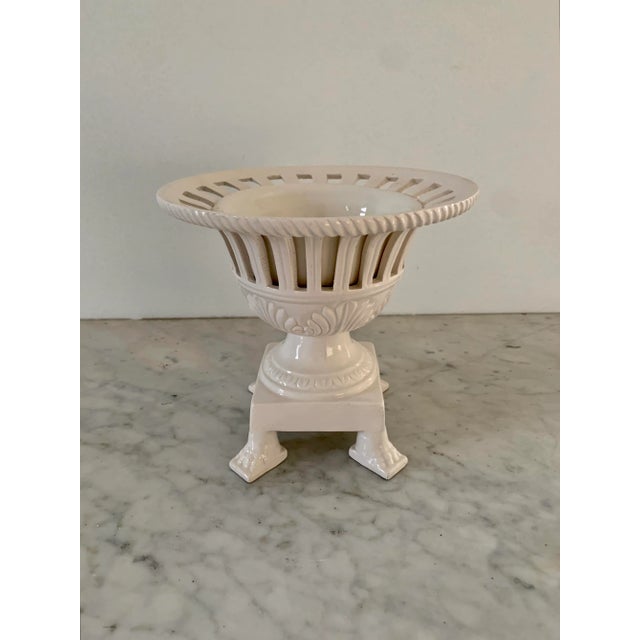 Italian Reticulated Neoclassical Porcelain Lion Paw Footed Basket Cachepot For Sale - Image 10 of 10