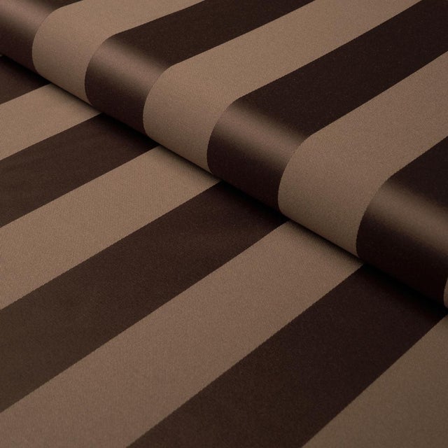Schumacher Sample - Schumacher Roosevelt Awning Stripe Fabric In Brown For Sale - Image 4 of 5