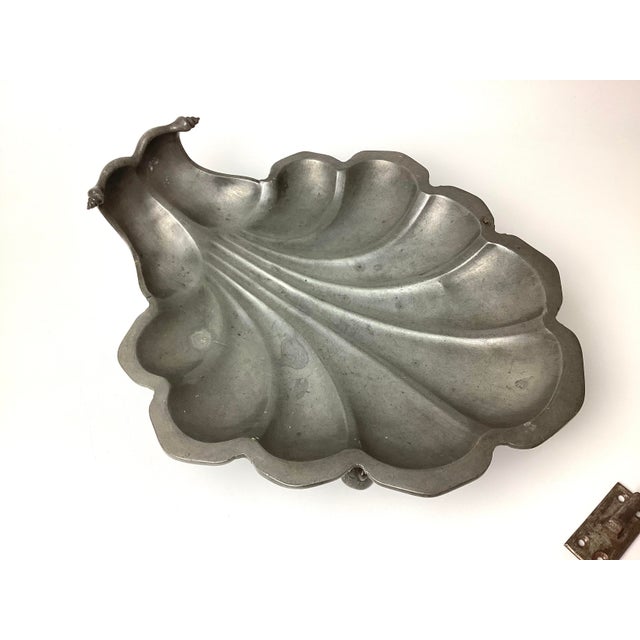 Antique Wall Mount Pewter French Lavabo Fish Dolphin With Footed Shell Basin For Sale - Image 4 of 11
