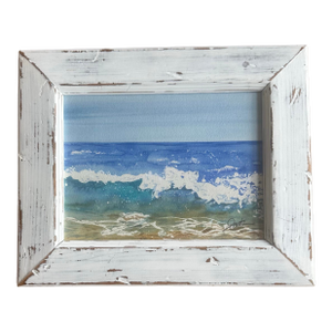 Signed Original Coastal Seascape Watercolor Framed Beach Wave Painting