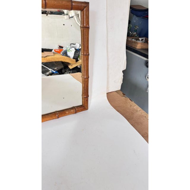 1940s Vintage French Riviera Faux Bamboo Mirror, 1940s For Sale - Image 5 of 11