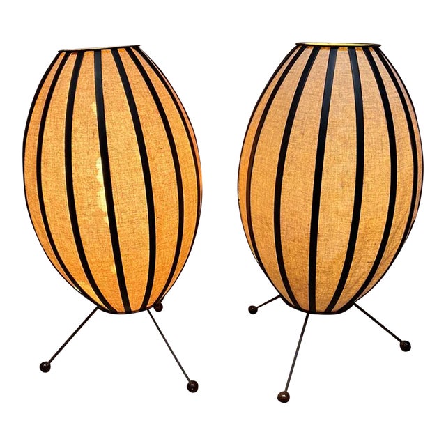 1950s Custom Ball Tripod Table Lamp Pair Style Nelson For Sale