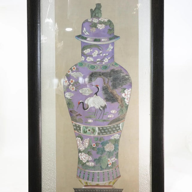 Set of Framed Four Chinese Paintings of Vases Hand-Painted Decorative Wall Art For Sale - Image 10 of 18