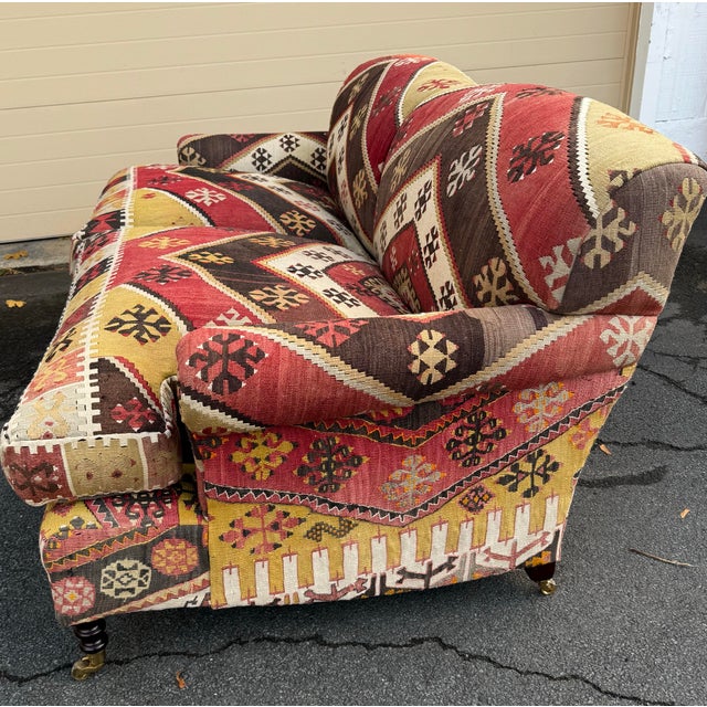 2010s George Smith Short Scroll Arm Kilim Sofa For Sale - Image 5 of 7