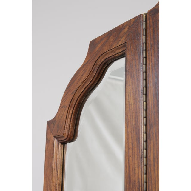 Thomasville Oak Long Dresser W. Trifold Mirror For Sale - Image 14 of 18