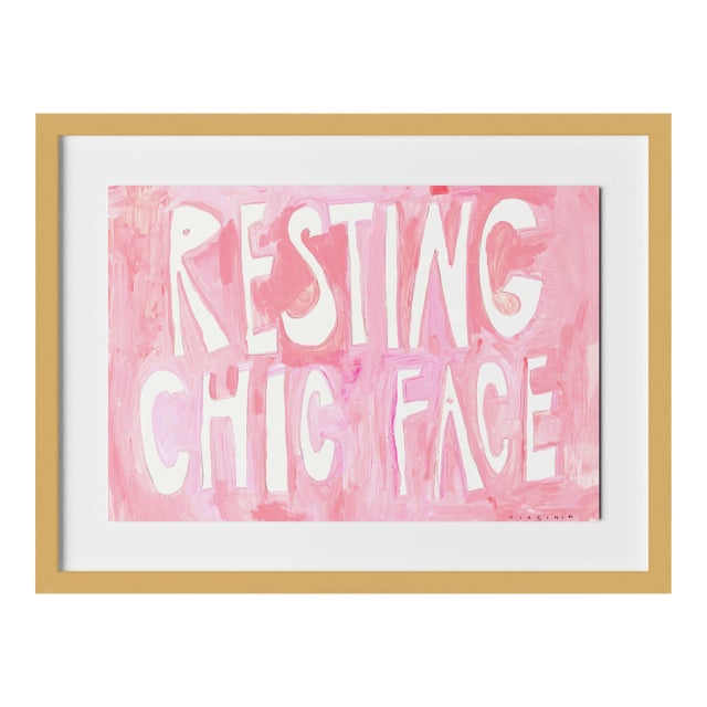 Resting Chic Face by Virginia Chamlee in Gold Frame, Small Art Print For Sale