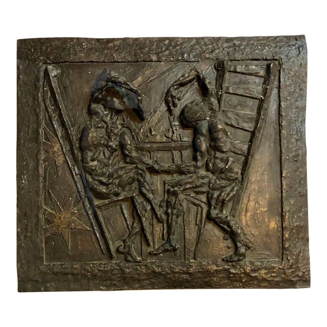 Unknown, Large Bronze Bas Relief Danse Macabre Expressionist Sculpture Totentantz For Sale