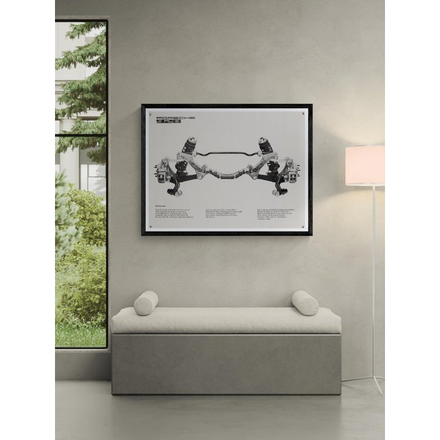 The Piece An original vintage technical poster detailing the rear axle (Hinterachse) of the iconic Porsche 928. Produced...
