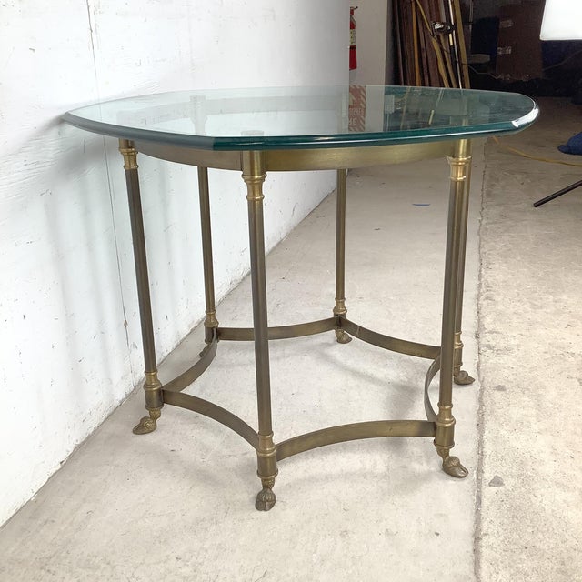 Brass 1970s Neoclassical Brass and Octagonal Glass Accent Side Table in the Style of La Barge For Sale - Image 8 of 16