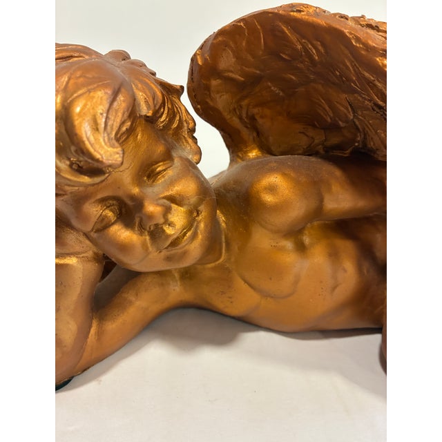 Vintage Gold-Toned Reclining Cherub For Sale - Image 4 of 12