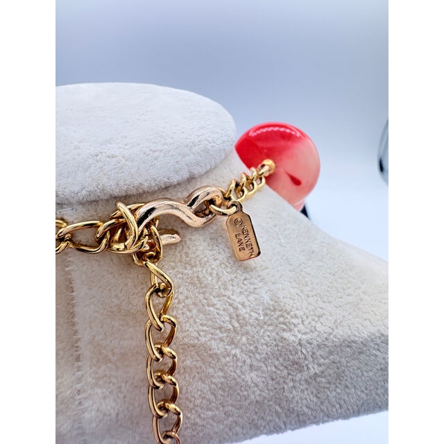 Metal Vintage Kenneth Lane Signed Faux Coral Statement Necklace, Large Chunky Beads For Sale - Image 7 of 7