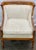 Hollywood Regency Vintage Statton Furniture Mahogany & Textured Slub Upholstery Club Chair For Sale - Image 3 of 13