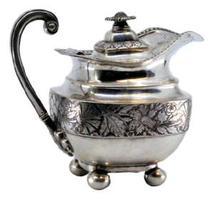 Silver Milk Jug with Chiseled Floral Motifs