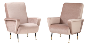 1960's Marco Zanuso Style Italian Lounge Chairs in Mohair Fabric