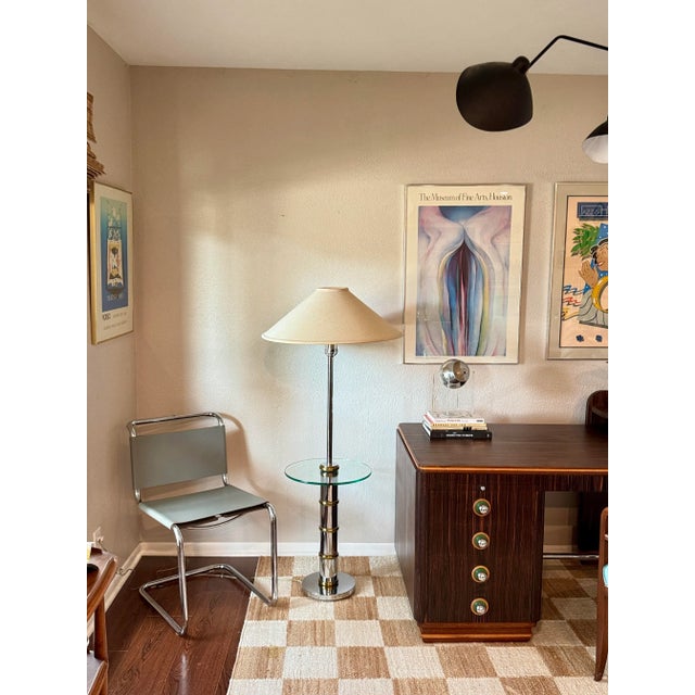 Mid-Century Modern Vintage Mid Century Modern Chrome Floor Lamp With a Glass Table, Circa 1960s For Sale - Image 3 of 9