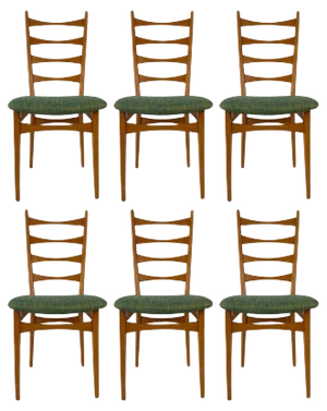 Mid-Century Danish Modern Ladder Back Dining Chairs, 1950s, Set of 6