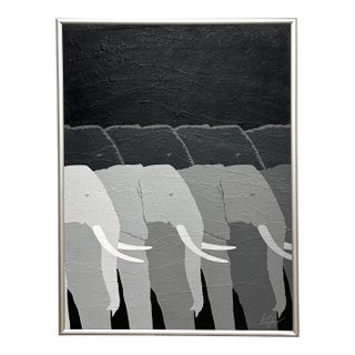 Iconic Contemporary Elephant Painting Giant Tuskers Tom Taylor 20 C. American For Sale
