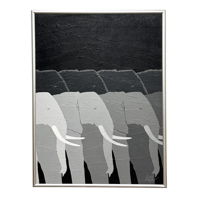 Iconic Contemporary Elephant Painting Giant Tuskers Tom Taylor 20 C. American For Sale