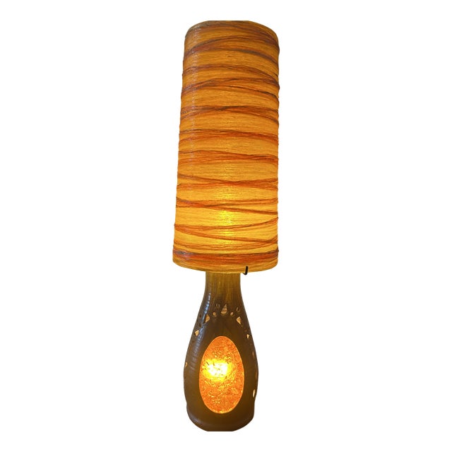 Resin Shade Terracotta Double-Lighting Lamp by Accolay, 1960 For Sale