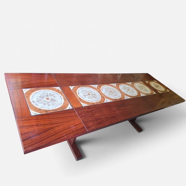 Wood 1970s Attributed Ox Art Danish Rosewood Tile Drop Leaf Dining Table For Sale - Image 7 of 11