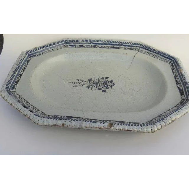 French 19th Century Faience Rouen Platter Staple Repair For Sale In Denver - Image 6 of 9