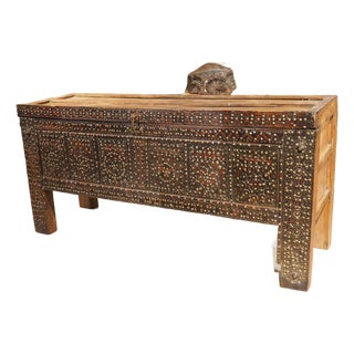 Antique North African Iron Studded Cedar Chest or Console Table, Circa 1880s For Sale