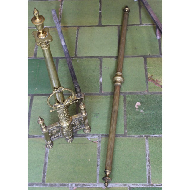 Louis XVI Bronze Andirons With Footrest For Sale In Raleigh - Image 6 of 7