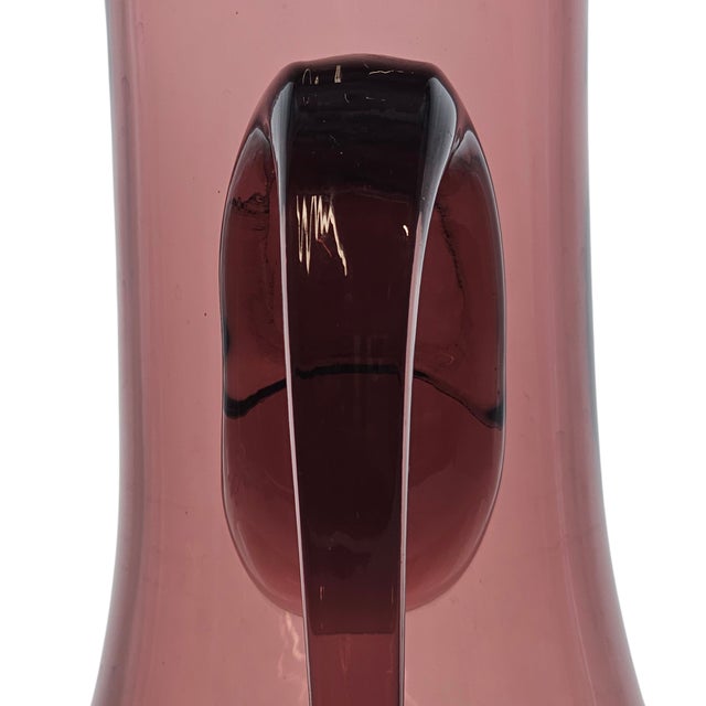 1950s Wayne Husted for Blenko Model 579 Amethyst Hand Blown Pitcher Vase 16.5" For Sale In San Francisco - Image 6 of 8