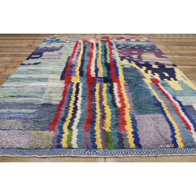 Textile Colorful Abstract Moroccan Rug - 08'11 X 11'06 For Sale - Image 7 of 9