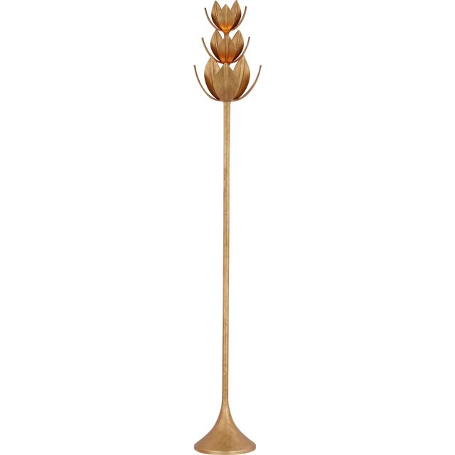 Transitional Julie Neill by Visual Comfort Signature Alberto 70" Floor Torchiere in Antique Gold Leaf For Sale - Image 3 of 3