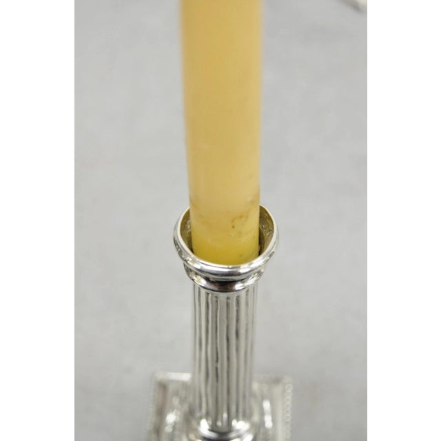 Vintage English Regency Silver Plated Classical Column Small Candlesticks - Pair For Sale - Image 10 of 16