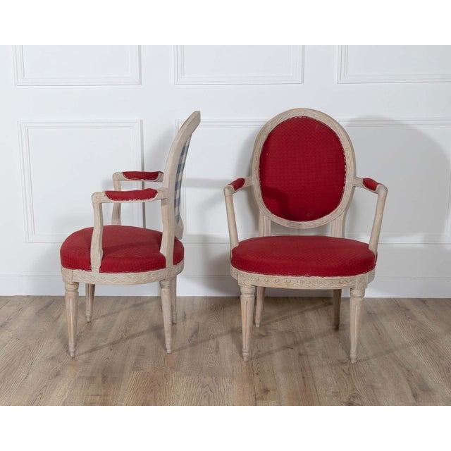 Wood Pair of Swedish Gustavian Armchairs with Original Paint, circa 1820 For Sale - Image 7 of 14