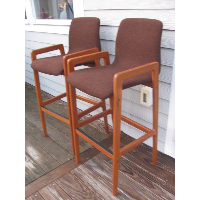 Mid-Century Modern Teak Tall Stools by Tarm Stole for Og Mobelfabrik A/S - a Pair For Sale - Image 3 of 12