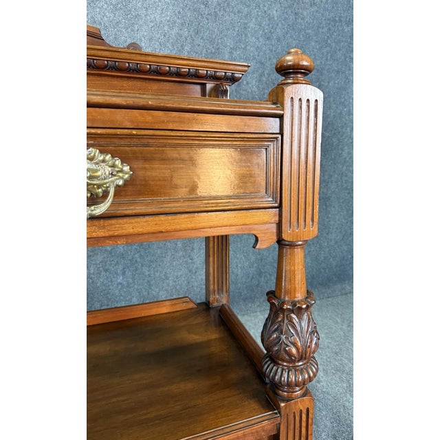 19th Century Solid Walnut Two Tier Server For Sale - Image 9 of 15