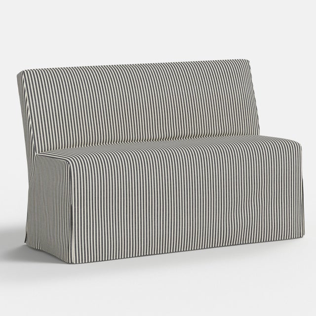 Spritely Home Stoffer Home x Cloth & Company Slipcover for Lindy Dining Banquette in Jane Stripe Carbon For Sale - Image 4 of 7