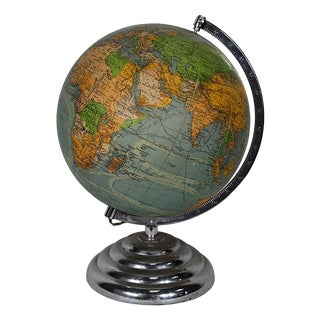 Luminous Glass Terrestrial Globe from Perrina, 1960s For Sale