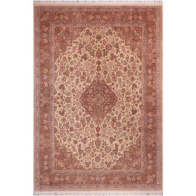 Shabby Chic Kashan Pak-Persian Ivory/Brown Wool Rug - 9'1'' X 12'1'' For Sale - Image 9 of 9