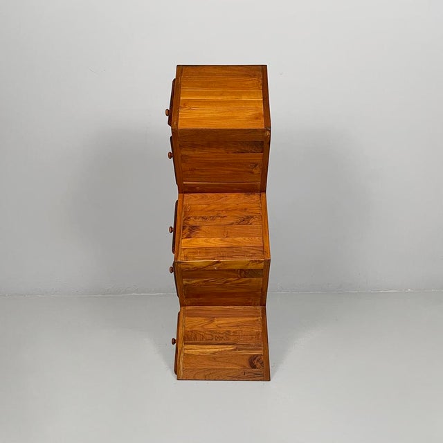 Italian Modern Geometric Wooden Chest of Drawers, 1980s For Sale - Image 3 of 15