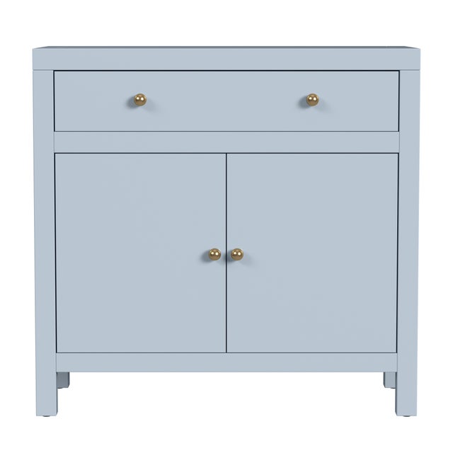 2020s Nora 31 in. W Wood 1 Drawer 2 Door Accent Storage Cabinet, Light Blue For Sale - Image 5 of 11