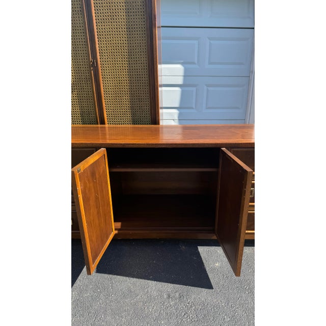 John Stuart Mid-Century Modern Walnut & Cane 4-Piece Bedroom Suite For Sale - Image 10 of 12