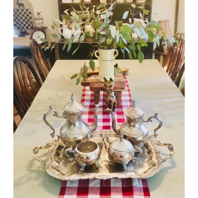 On Sale !!!!! Vintage Collectible FB Rogers Silver Plated 5 Piece Tea Set with Tray. Pattern: Silverplate by F B Rogers....