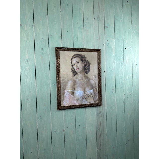 Female Portrait, 1939, Pastel on Paper, Framed For Sale - Image 6 of 7