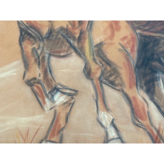 Drawing/Sketching Materials Jean M. Brown "Mustang" Pastel + Ink Artwork, Framed For Sale - Image 7 of 12