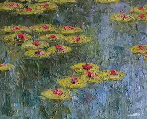 Expressionist Original Waterlilies Oil Painting