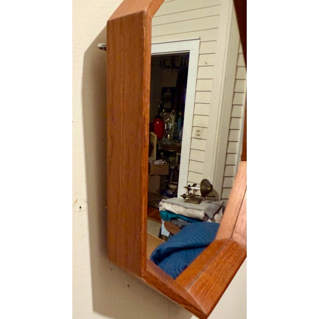 Scandinavian Modern Danish Teak Octagonal Mirror by Spejle 1960's For Sale - Image 12 of 12