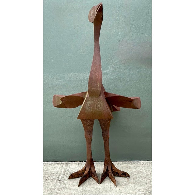 Sienna Vintage Monumental Patinated Metal Ostrich Sculpture For Sale - Image 8 of 12